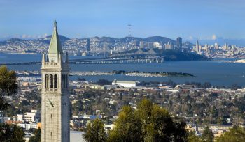 Aerial image of Campanile tower in Berkeley during the daytime