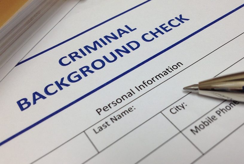 Image of form for criminal background check
