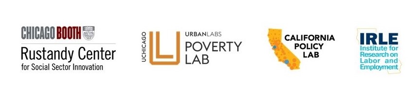 Collage of Chicago Booth, Poverty Lab, California Policy Lab, and Institute for Research on Labor and Employment logos