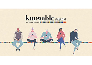 knowable Magazine logo with illustration of 5 individuals using their phones sitting down
