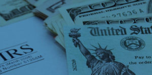 IRS form and money bills