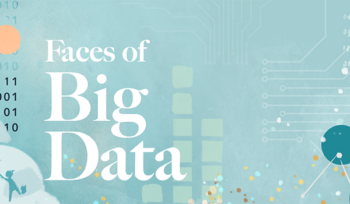 Image of cover of UCLA College June 2023 magazine - numbers, charts, and text that says "Faces of Big Data"