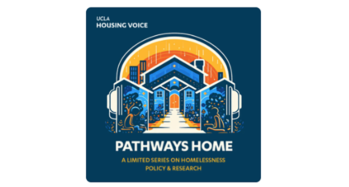 Pathways home podcast series logo - shows several homes with a sun in the background and text that says PATHWAYS HOME