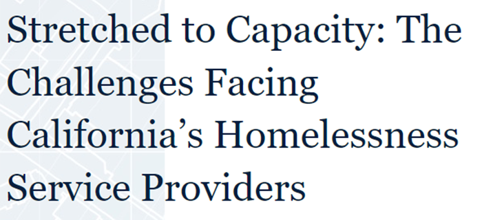Report cover with text "Stretched to Capacity: Challenges Facing Homelessness Service Providers"
